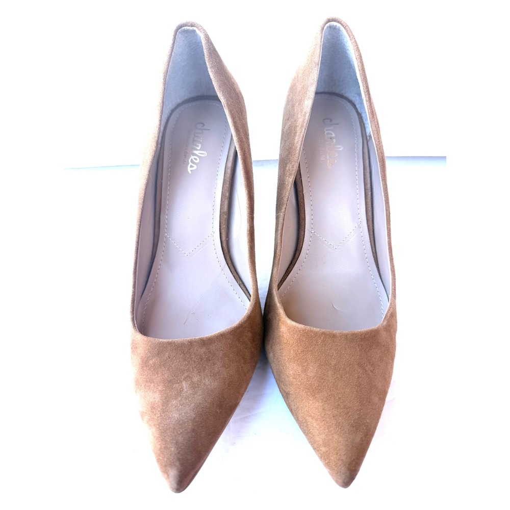 Charles David Charles Tan Light Brown Suede‎ Pointed Toe Stiletto Heel Pumps 8M